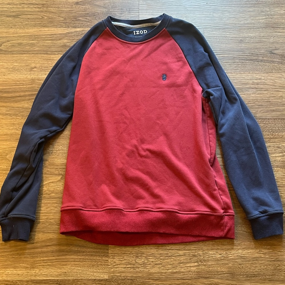 Izod Advantage Performance Stretch Mens Red Blue Sweatshirt Size S